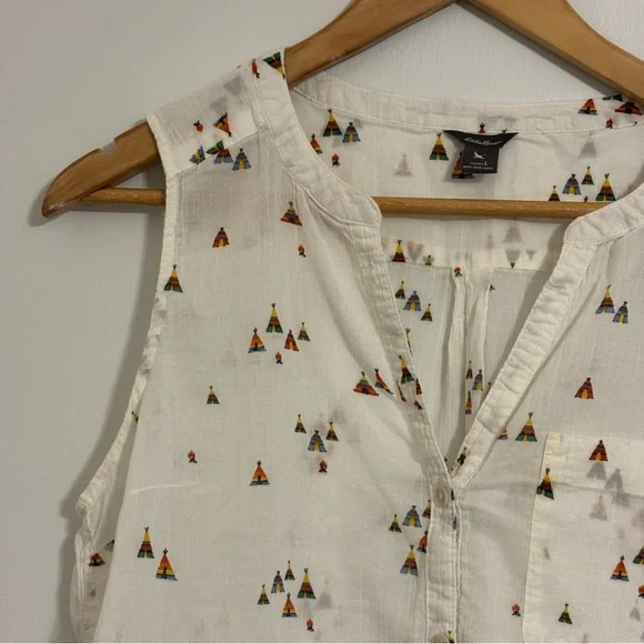 Eddie Bauer Teepee Print Button-Front Tank - Size Large - Picture 5 of 12